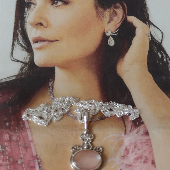 Sajan Crafted Sterling Silver Pink Polished Moonst - Picture 8 of 12